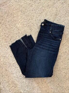 Liverpool Gia Glider dark wash flare pull on jeans split hems Size 10/31